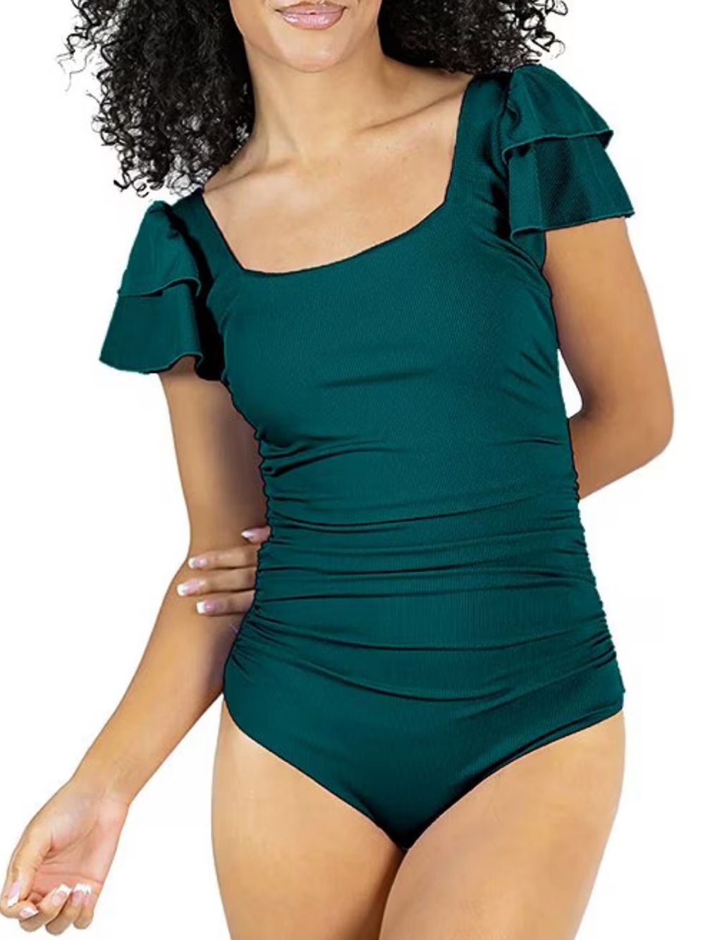 *NWT* Janela Bay Double Ruffle One Piece Swimsuit in Palm Green